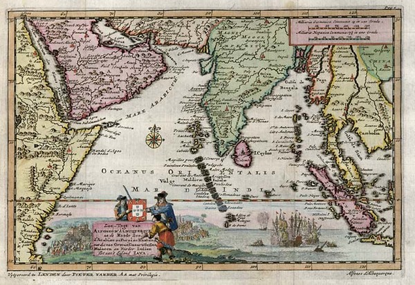 96-Asia, India, Southeast Asia, Africa and East Africa Map By Pieter van der Aa