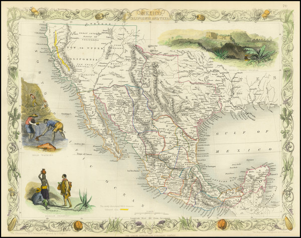 73-Texas, Southwest, Rocky Mountains, Mexico and California Map By John Tallis