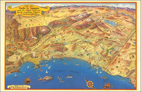 55-Los Angeles and San Diego Map By Roads To Romance Inc.