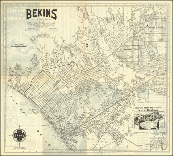 71-Los Angeles Map By Bekins Van & Storage Co.