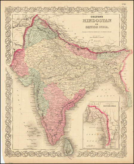 63-India Map By G.W.  & C.B. Colton