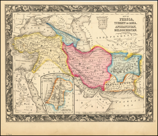 45-Central Asia & Caucasus, Persia & Iraq and Turkey & Asia Minor Map By Samuel August