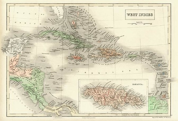 96-Caribbean Map By Adam & Charles Black