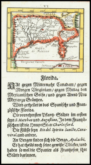 54-Florida, South and Southeast Map By Johann Ulrich Muller