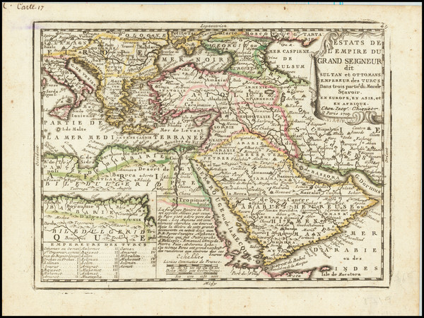 6-Turkey, Middle East and Turkey & Asia Minor Map By Jacques Chiquet