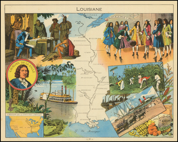 73-South, Louisiana, Midwest and Plains Map By Joseph Porphyre Pinchon