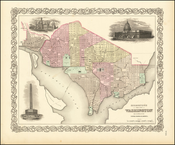 90-Washington, D.C. Map By Joseph Hutchins Colton