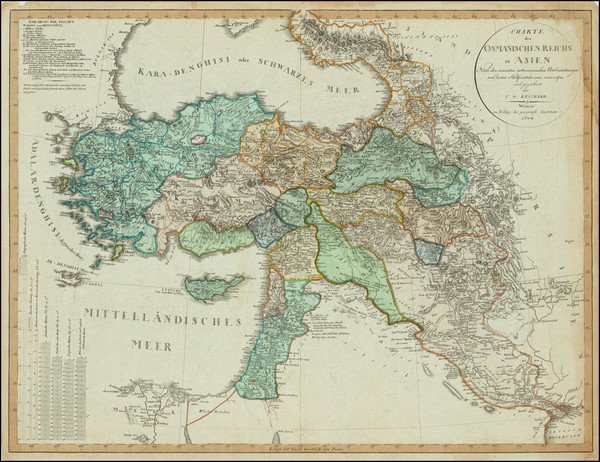 97-Cyprus, Middle East, Holy Land and Turkey & Asia Minor Map By Christian Gottlieb Reichard