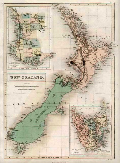 41-Australia & Oceania and New Zealand Map By Adam & Charles Black