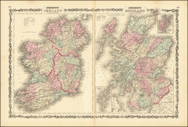 42-Scotland and Ireland Map By Alvin Jewett Johnson  &  Ross C. Browning