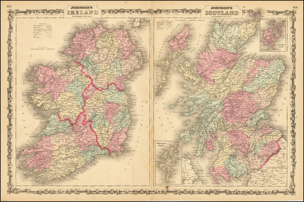 1-Scotland and Ireland Map By Alvin Jewett Johnson  &  Benjamin P Ward