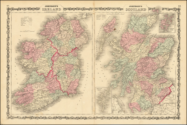 21-Scotland and Ireland Map By Alvin Jewett Johnson  &  Ross C. Browning