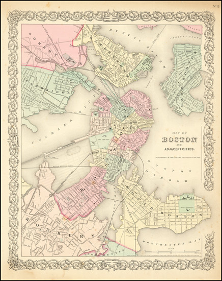 18-Boston Map By Joseph Hutchins Colton