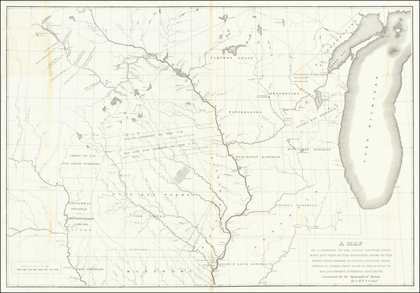 67-Midwest, Minnesota, Wisconsin and Iowa Map By George W.  Featherstonhaugh