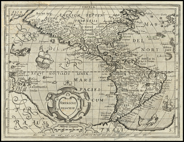 90-Western Hemisphere and America Map By Jodocus Hondius -  Gerard Mercator