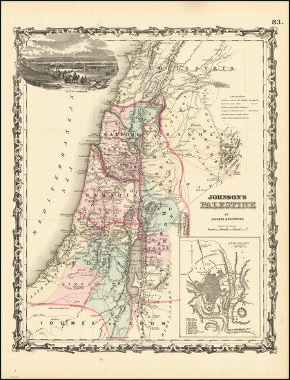 55-Holy Land Map By Alvin Jewett Johnson  &  Ross C. Browning