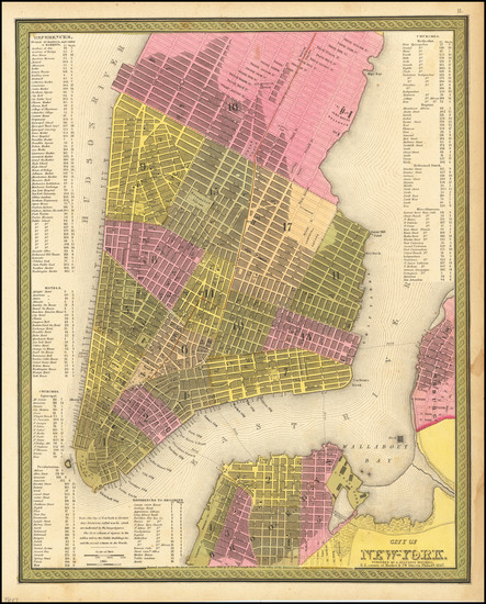 49-New York City Map By Samuel Augustus Mitchell