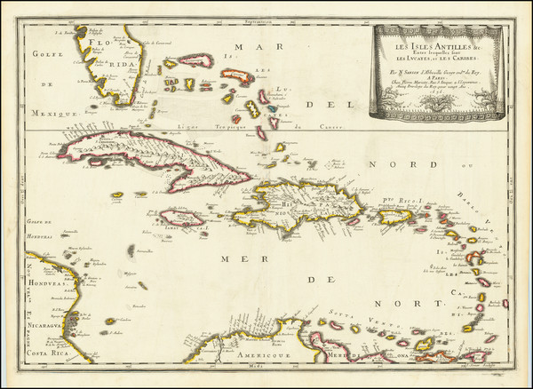 94-Florida, Caribbean and Bahamas Map By Nicolas Sanson