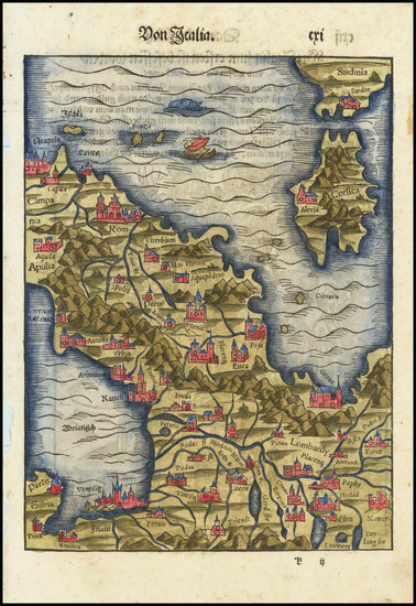 82-Northern Italy and Corsica Map By Sebastian Munster