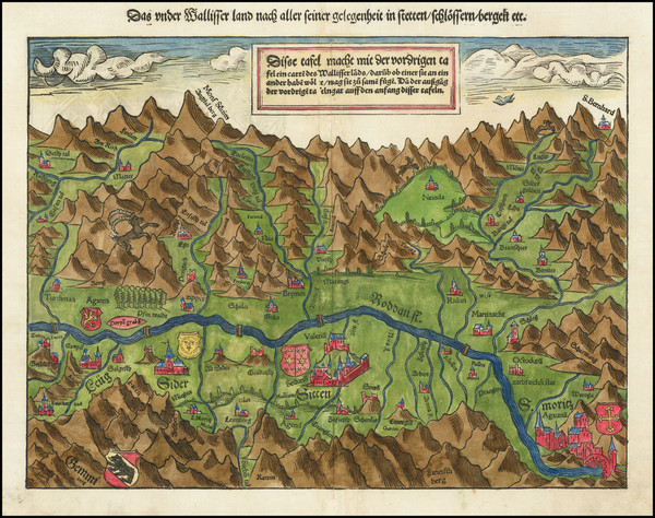 59-Switzerland Map By Sebastian Munster