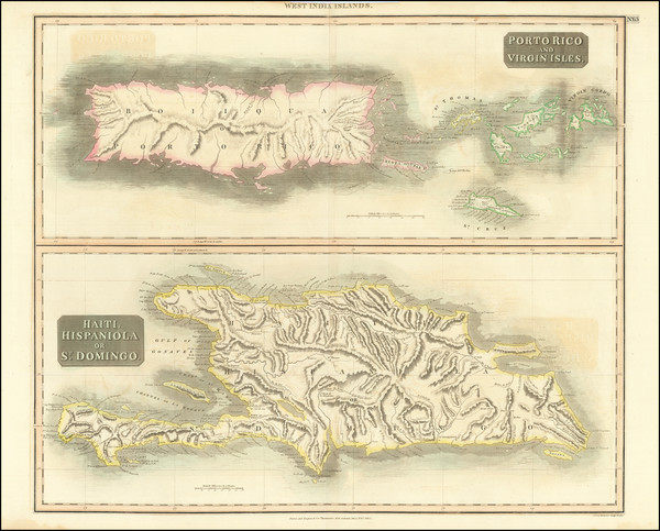 69-Hispaniola, Puerto Rico and Virgin Islands Map By John Thomson