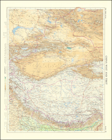 57-China, India and Central Asia & Caucasus Map By John Bartholomew