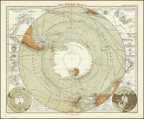 51-Polar Maps Map By Adolf Stieler
