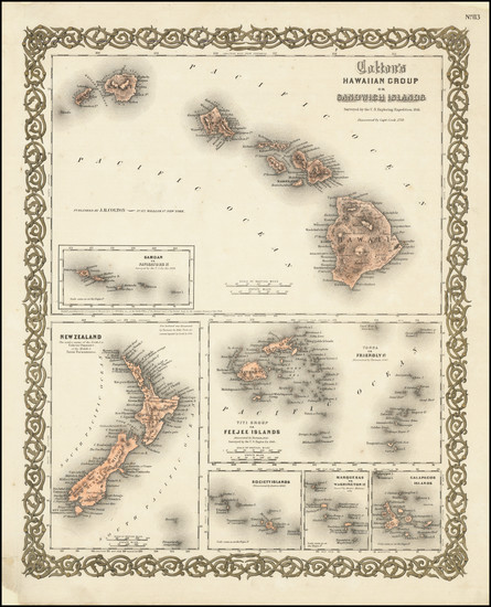 84-Hawaii and Hawaii Map By Joseph Hutchins Colton