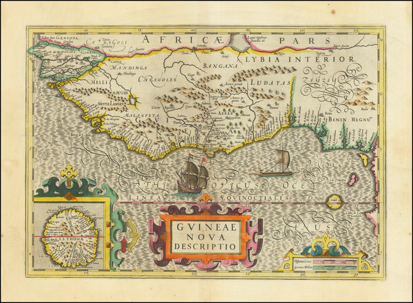 16-West Africa Map By Jodocus Hondius