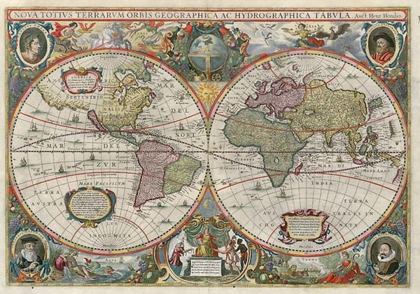 36-World and World Map By Henricus Hondius