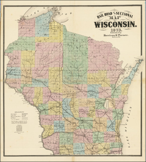 90-Wisconsin Map By Harrison & Warner