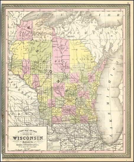 59-Wisconsin Map By Thomas, Cowperthwait & Co.