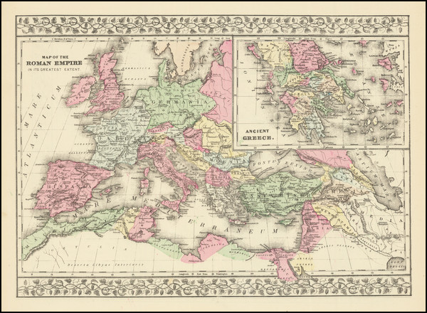 40-Europe, Italy, Mediterranean and Greece Map By Samuel Augustus Mitchell