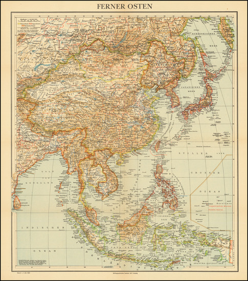 24-Asia and World War II Map By Bibliographische Institut