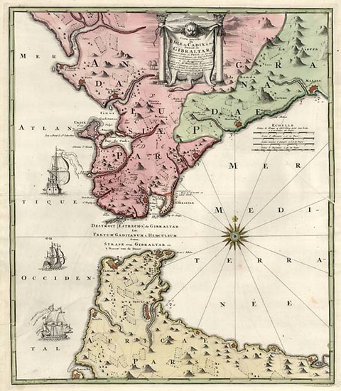 61-Europe, Spain, Mediterranean, Africa and North Africa Map By Johann Baptist Homann