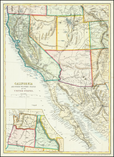 12-Southwest, Arizona, Utah, Nevada, Rocky Mountains, Utah, Baja California and California Map By 