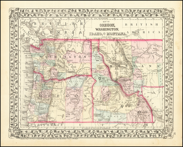 2-Idaho, Montana, Oregon and Washington Map By Samuel Augustus Mitchell Jr.