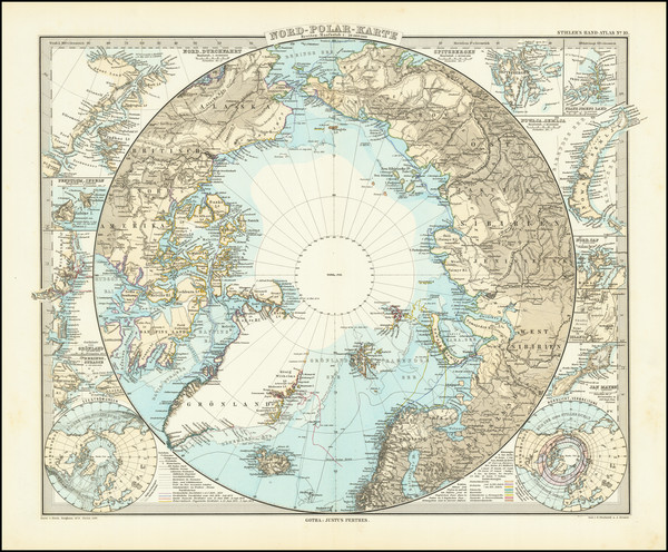 37-Polar Maps Map By Adolf Stieler