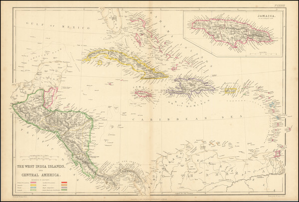 11-Caribbean and Central America Map By Blackie & Son / J. W. Lowry