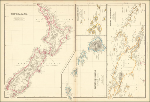 45-Pacific Ocean, Oceania, New Zealand and Hawaii Map By Blackie & Son