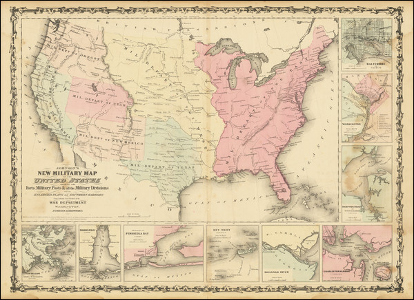 85-United States and Civil War Map By Alvin Jewett Johnson  &  Ross C. Browning