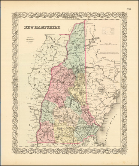 95-New Hampshire Map By Joseph Hutchins Colton