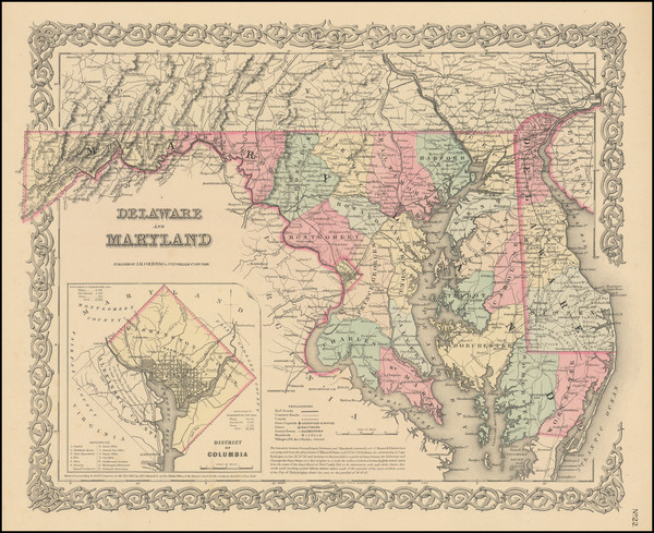 32-Mid-Atlantic Map By Joseph Hutchins Colton