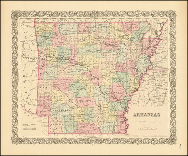 29-Arkansas Map By Joseph Hutchins Colton