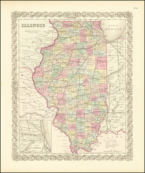 51-Illinois Map By Joseph Hutchins Colton