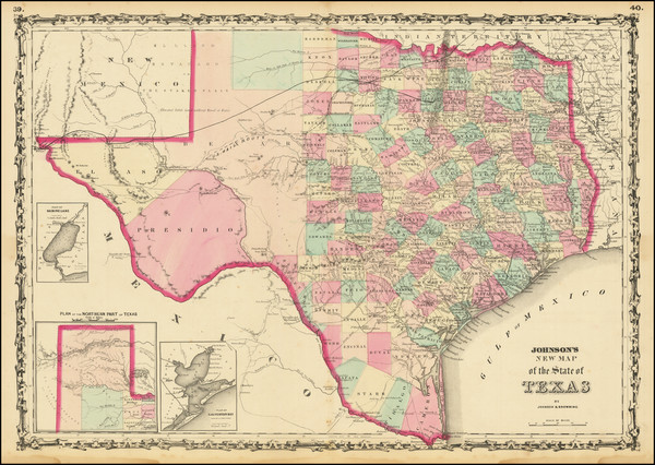 25-Texas Map By Alvin Jewett Johnson  &  Ross C. Browning