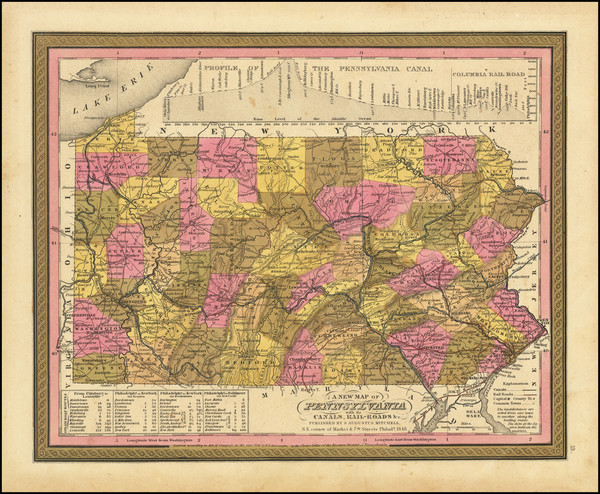 55-Pennsylvania Map By Samuel Augustus Mitchell