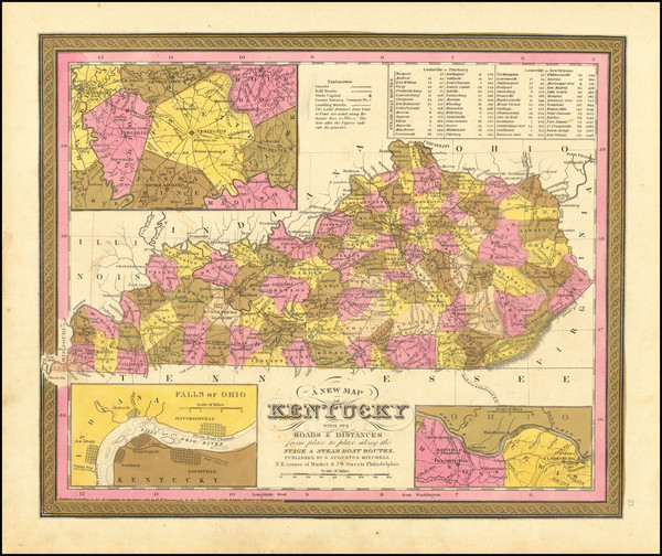 31-South and Kentucky Map By Samuel Augustus Mitchell