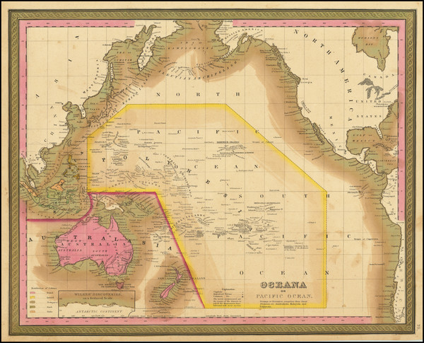 73-Pacific Ocean, Hawaii, Pacific, Australia, Oceania and Hawaii Map By Samuel Augustus Mitchell