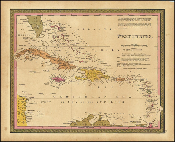 5-Caribbean Map By Samuel Augustus Mitchell